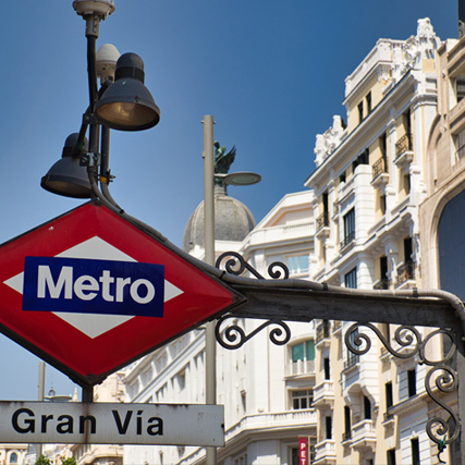 Para de metro Gran vía Madrid